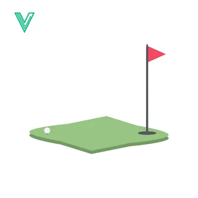 Golf Course Green with Flag and Ball Illustration