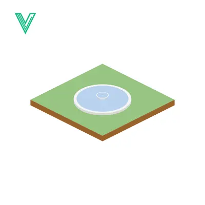 Isometric Pond on Green Grass Square