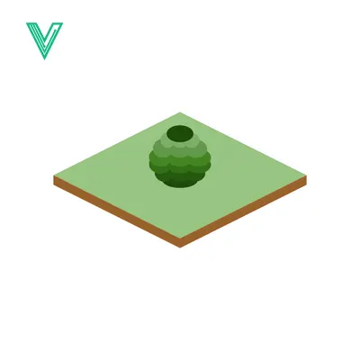 Isometric Green Vase on a Light Green Square Platform