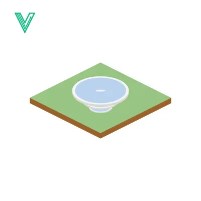 Isometric View of a Small Pond on a Green Square Landscape