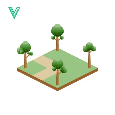 Aset premium populer: Isometric Green Park with Trees and Path