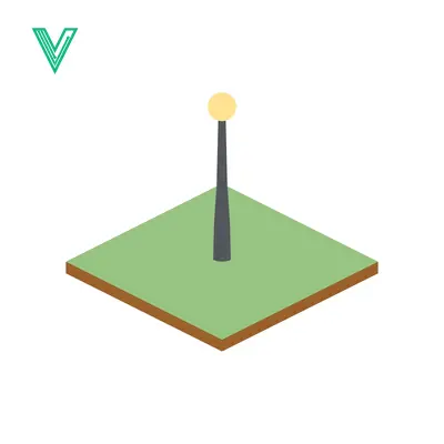 Isometric Street Lamp on Green Square