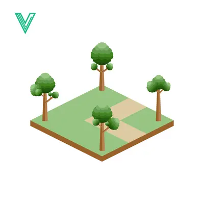 Isometric Park Landscape with Trees and Paths