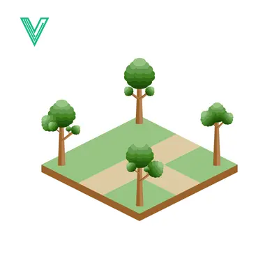 Isometric Landscape with Trees and Paths