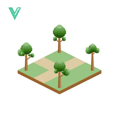 Isometric Park Landscape with Trees and Paths