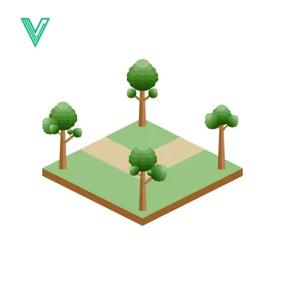 Isometric park with trees and paths