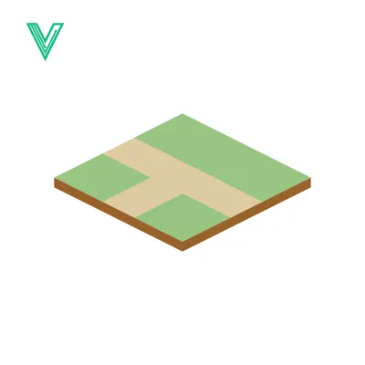 Isometric Crossroads Path on Green Field
