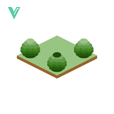 Isometric Green Park Landscape with Bushes