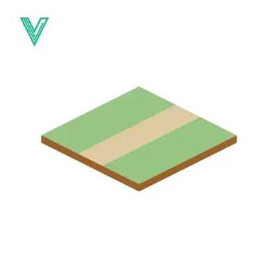 Isometric Green Field with Dirt Path