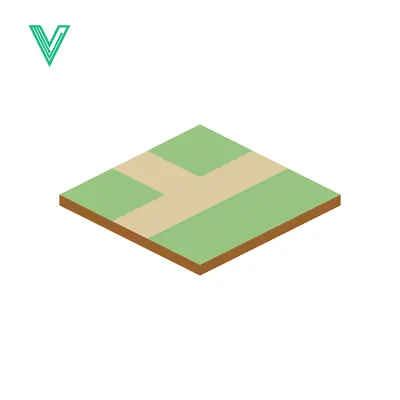 Isometric View of a Green Field with a Path