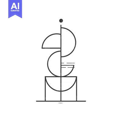 Aset desain premium: Abstract Geometric Design with Circles and Lines
