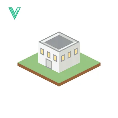 Isometric White Building on Green Land