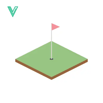 Isometric Golf Hole with Flag and Green Grass