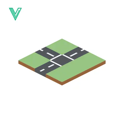 Isometric Crossroads Intersection with Green Fields