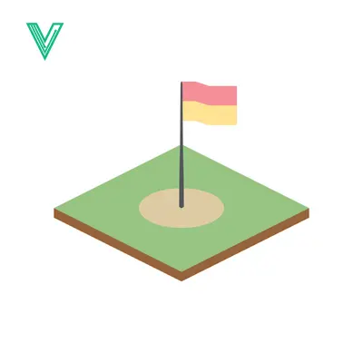 Isometric Golf Hole with Flag and Green Grass