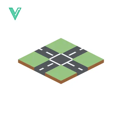 Isometric Crossroads Intersection with Green Fields