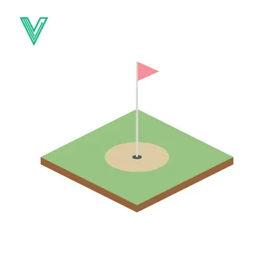 Isometric Golf Hole with Flag and Green