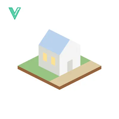 Isometric White House on Green Land with Path
