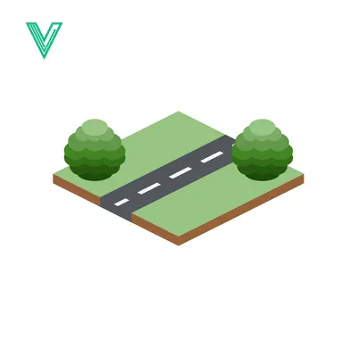 Isometric Road with Trees and Green Landscape