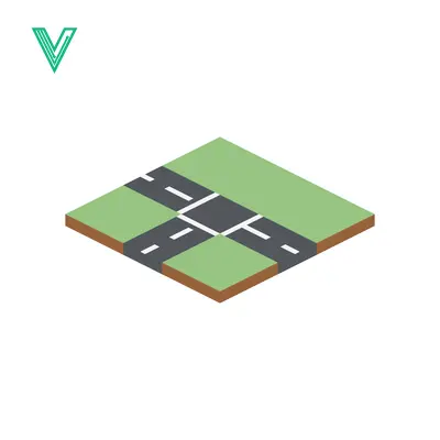 Isometric Crossroads Intersection with Green Fields