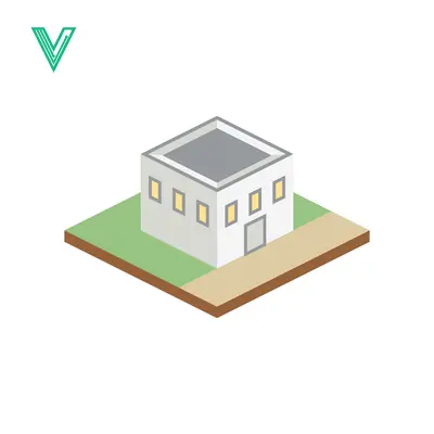 Isometric Building on Green Ground with Path