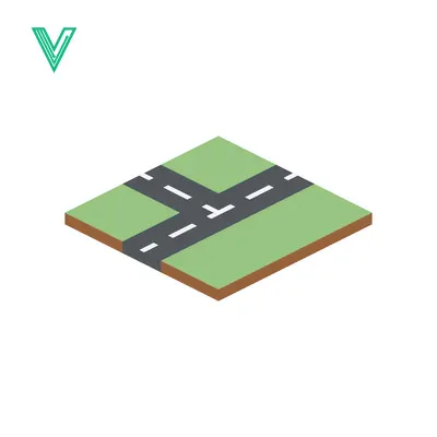 Isometric Crossroads Intersection with Green Fields