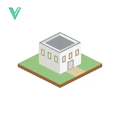 Isometric Building on Green Land with Path