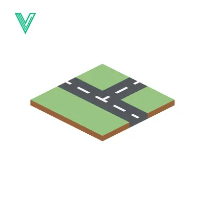 Isometric Crossroads Intersection with Green Fields