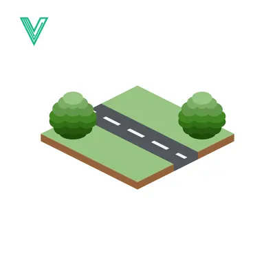 Isometric Road with Trees and Green Landscape