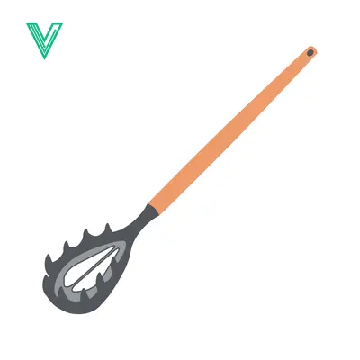 A simple illustration of a pasta server with a wooden handle