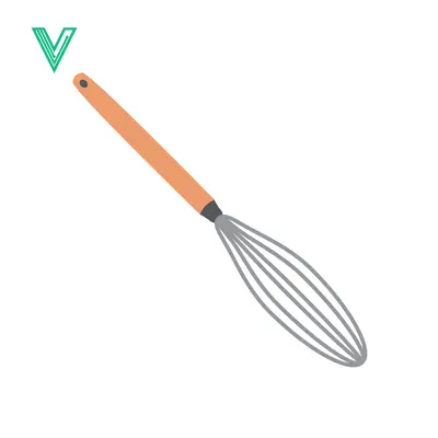 Simple illustration of a kitchen whisk with an orange handle