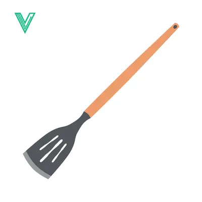 Illustration of a Spatula with Wooden Handle