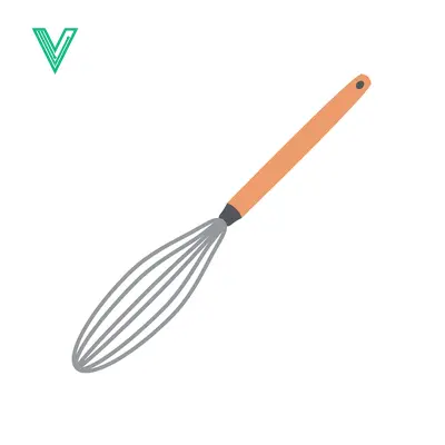 Hand-drawn illustration of a kitchen whisk with a wooden handle