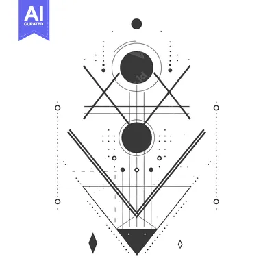 Aset desain premium: Abstract Geometric Design with Circles, Lines, and a Triangle