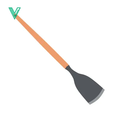A flat-headed garden hoe with a long wooden handle