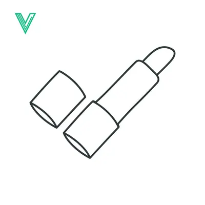 Minimalist Line Art Illustration of a Lipstick with Cap Off