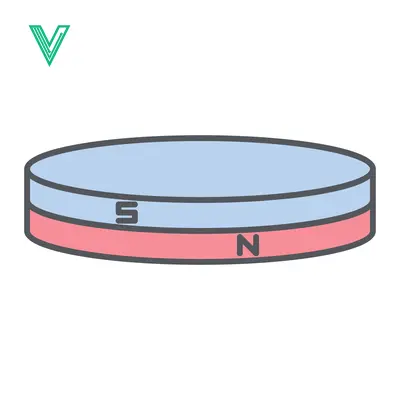 Round Disc Magnet with North and South Poles Clearly Marked