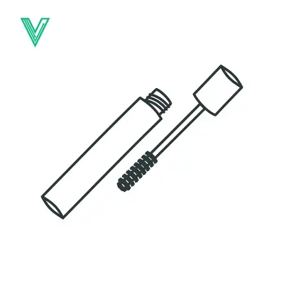 Minimalist Line Art Illustration of Mascara Tube and Wand