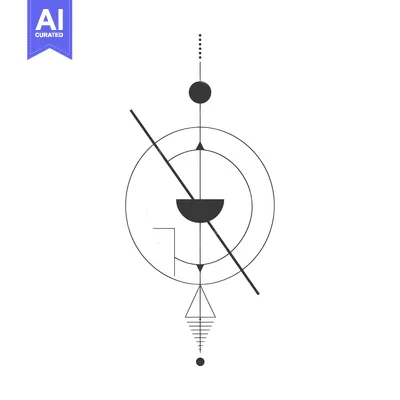 Aset desain premium: Abstract Geometric Design with Circles, Lines, and Dots