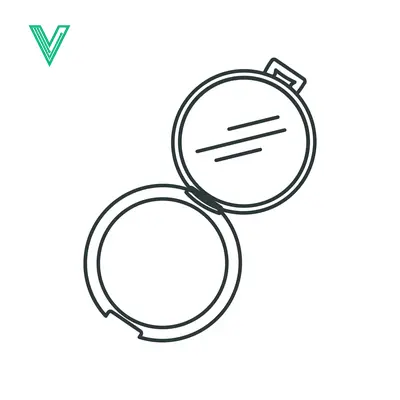 Minimalist Line Art Illustration of an Open Compact Mirror