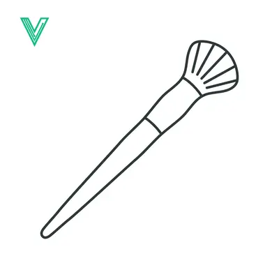 Simple Line Art Illustration of a Makeup Brush