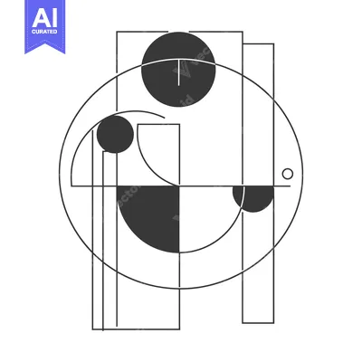 Aset desain premium: Abstract Geometric Design with Circles, Lines, and Semi-Circles