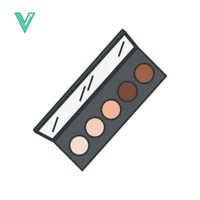 Hand-drawn illustration of an eyeshadow palette with multiple shades