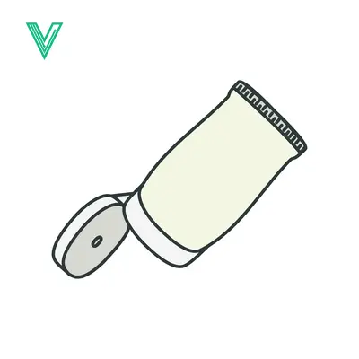 Hand-drawn illustration of a light-colored squeeze tube with an open cap