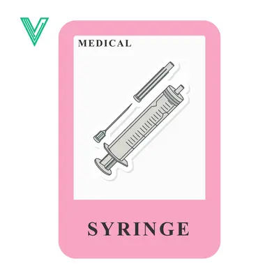 Medical Syringe Illustration with Needle and Cap