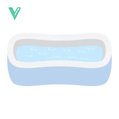 Simple Illustration of a Blue Baby Bathtub Filled with Water
