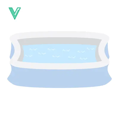 Inflatable kiddie pool filled with clear blue water