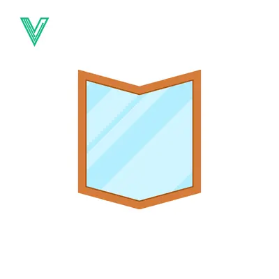 A simple illustration of a folded mirror with a wooden frame