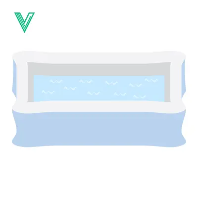 Minimalist Illustration of a Bathtub Filled with Clear Blue Water