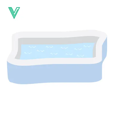 Simple Illustration of a Blue Inflatable Bathtub Filled with Water